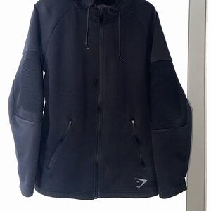 Black Hooded Zip-Up Jacket